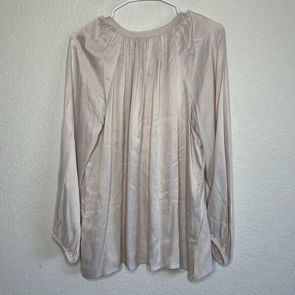 Johnny Was CALME Ivory Peasent Fringe Long Sleeve Blouse Double Tassel Medium - Picture 3 of 7